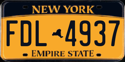 NY license plate FDL4937