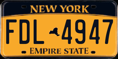 NY license plate FDL4947