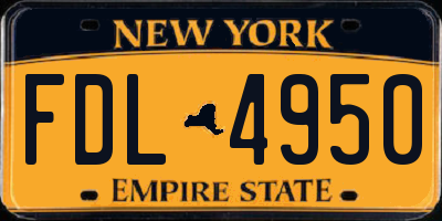 NY license plate FDL4950