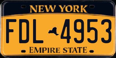 NY license plate FDL4953