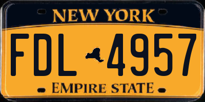 NY license plate FDL4957