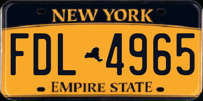 NY license plate FDL4965