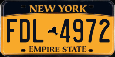 NY license plate FDL4972