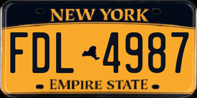 NY license plate FDL4987