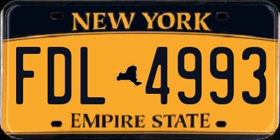 NY license plate FDL4993