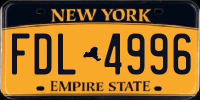 NY license plate FDL4996