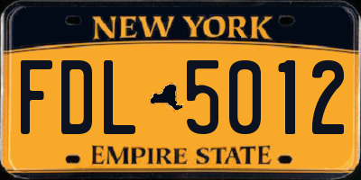 NY license plate FDL5012