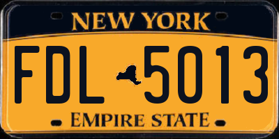 NY license plate FDL5013