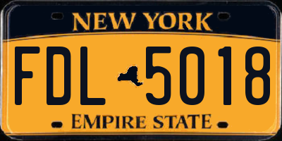 NY license plate FDL5018