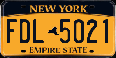 NY license plate FDL5021