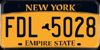 NY license plate FDL5028