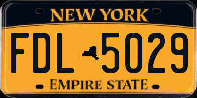 NY license plate FDL5029
