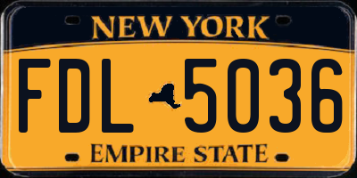 NY license plate FDL5036