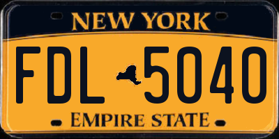 NY license plate FDL5040