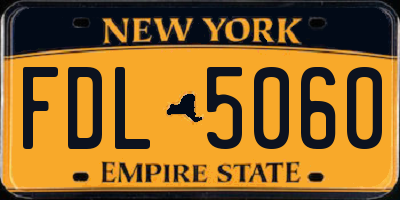 NY license plate FDL5060