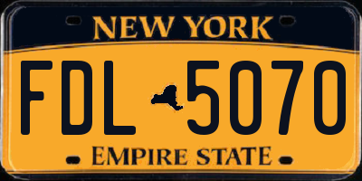 NY license plate FDL5070