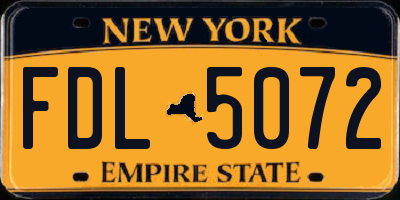 NY license plate FDL5072