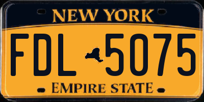 NY license plate FDL5075