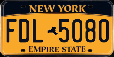 NY license plate FDL5080