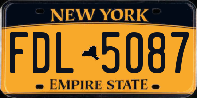 NY license plate FDL5087