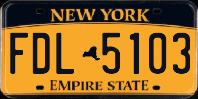 NY license plate FDL5103