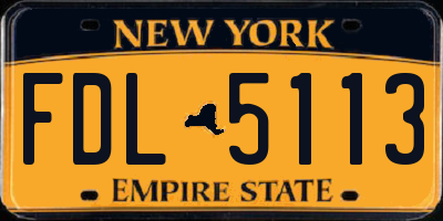NY license plate FDL5113