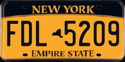 NY license plate FDL5209