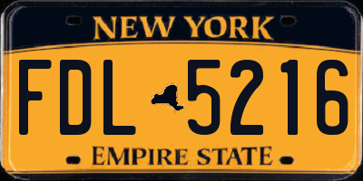 NY license plate FDL5216
