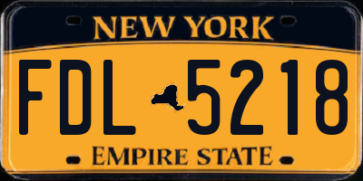 NY license plate FDL5218