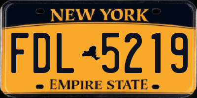 NY license plate FDL5219