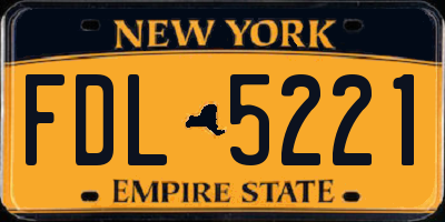NY license plate FDL5221