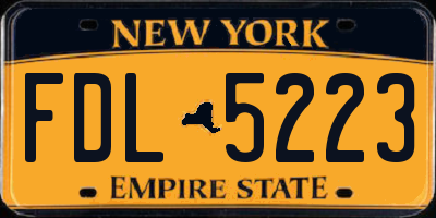 NY license plate FDL5223