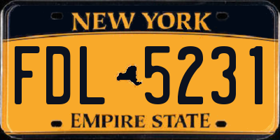 NY license plate FDL5231