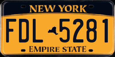 NY license plate FDL5281