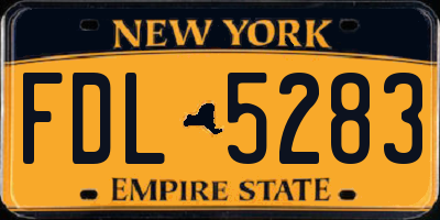 NY license plate FDL5283