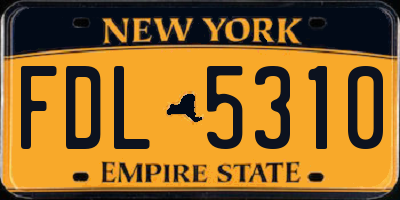 NY license plate FDL5310