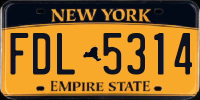 NY license plate FDL5314
