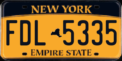 NY license plate FDL5335