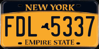 NY license plate FDL5337