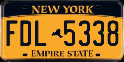 NY license plate FDL5338
