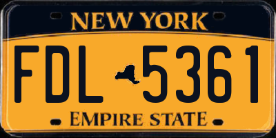 NY license plate FDL5361