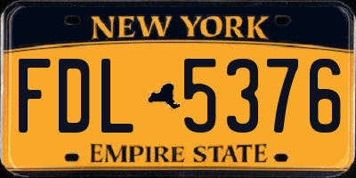 NY license plate FDL5376