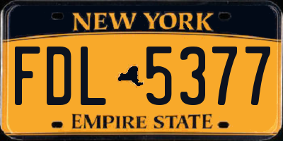 NY license plate FDL5377