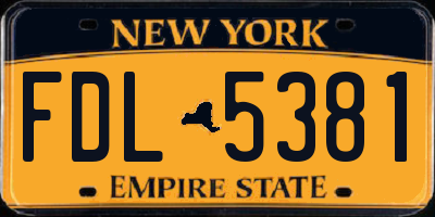 NY license plate FDL5381