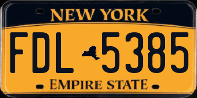 NY license plate FDL5385