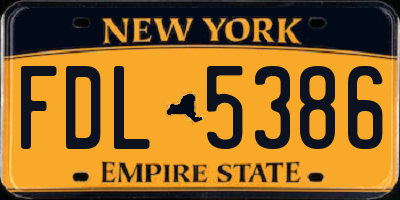 NY license plate FDL5386