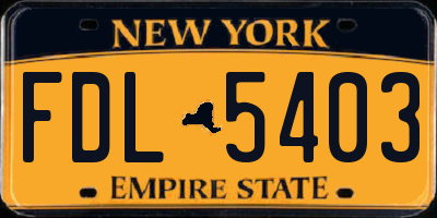 NY license plate FDL5403
