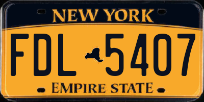 NY license plate FDL5407