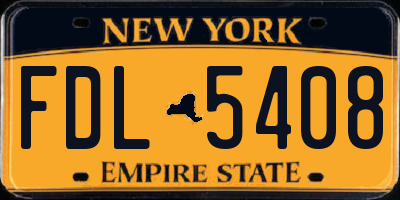 NY license plate FDL5408