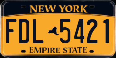 NY license plate FDL5421